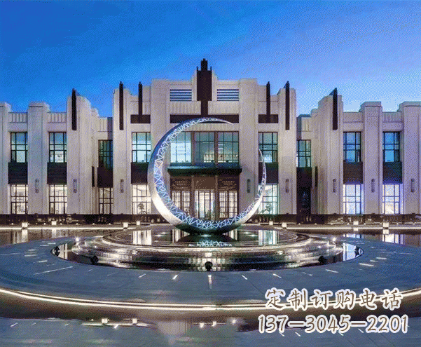 山东城市不锈钢月亮摆件雕塑