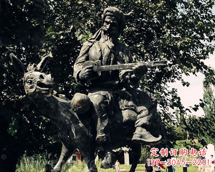 山东阿凡提和小毛驴公园景观铜雕