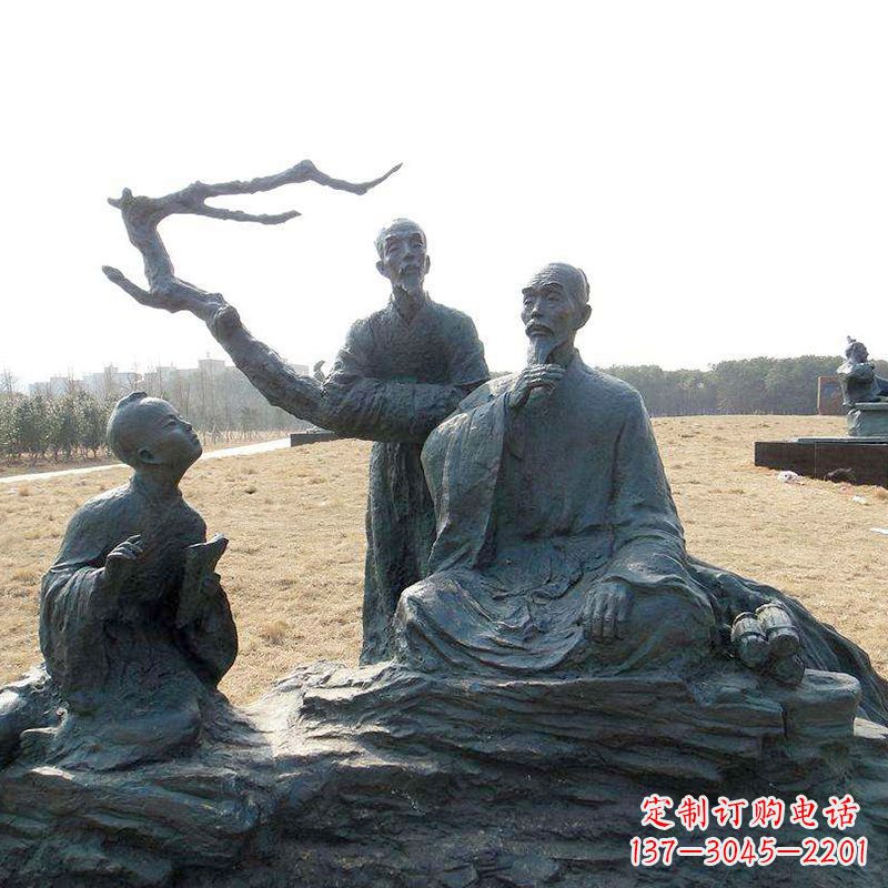山东八大山人景观小品雕塑-公园历史名人著名画家朱耷情景雕塑