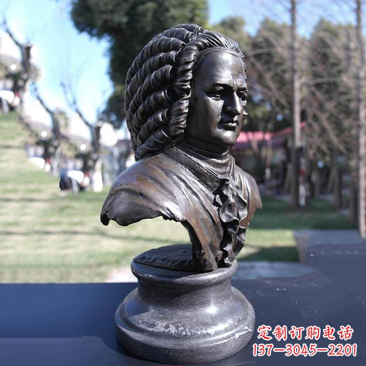 山东巴赫头像铜雕德古巴洛克时期作曲家胸像雕刻