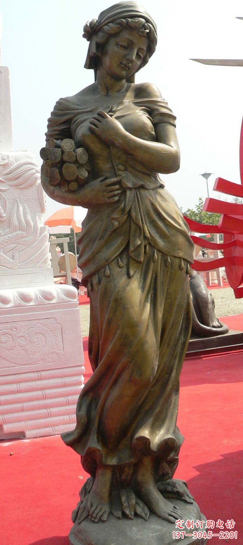 山东少女梦想铜雕
