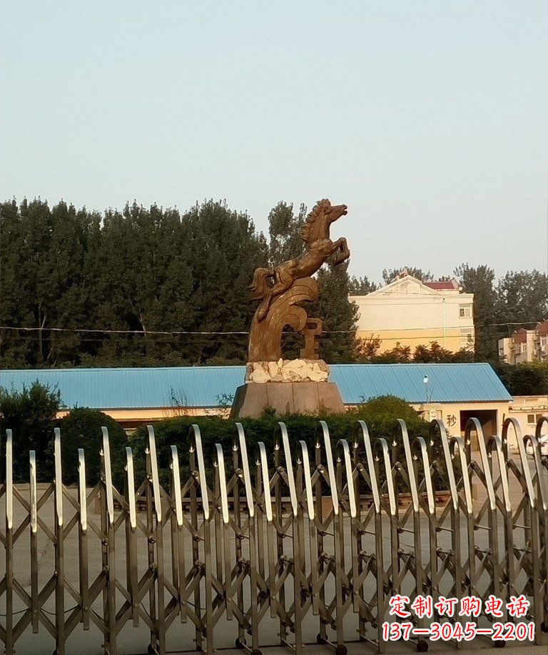 山东奔马企业景观铜雕