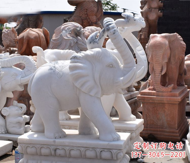 山东“优雅大象”汉白玉雕塑