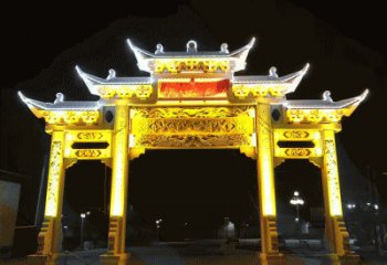 山东石雕古代牌坊云头柱