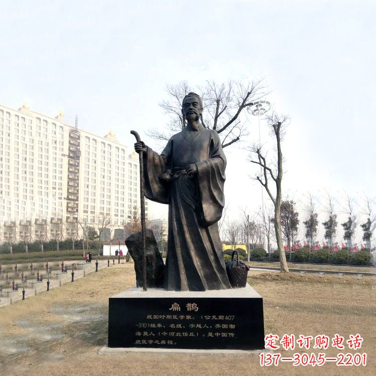 山东扁鹊铜雕塑像-城市广场历史著名医学人物雕像