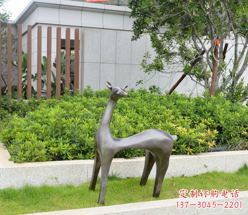山东别墅抽象小鹿铜雕