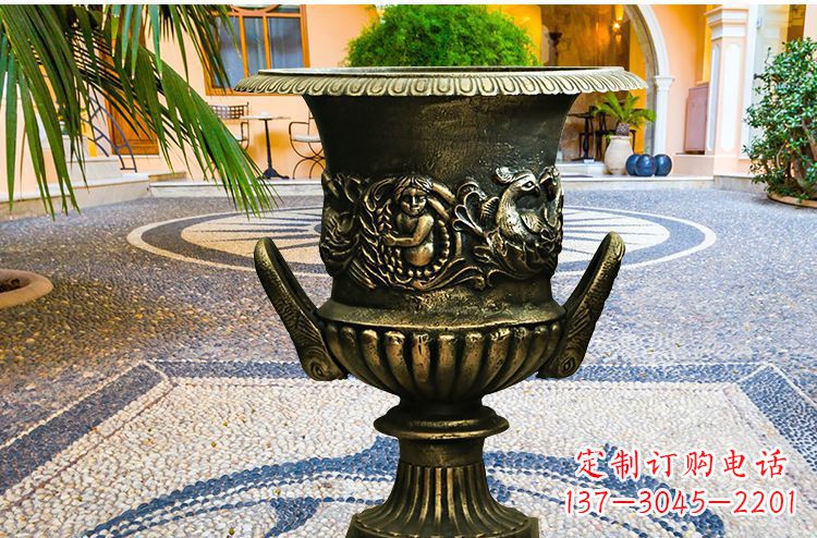 山东别墅花盆铜雕