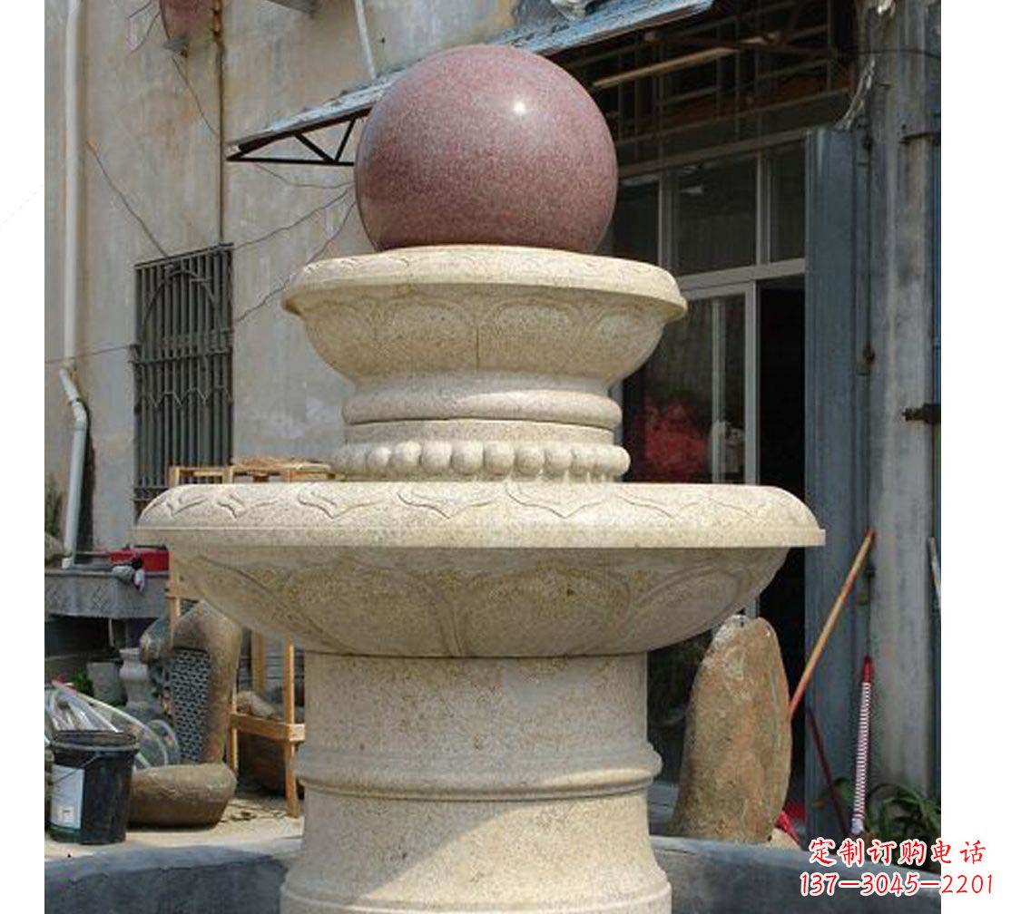 山东别墅景观大理石风水球喷泉雕塑