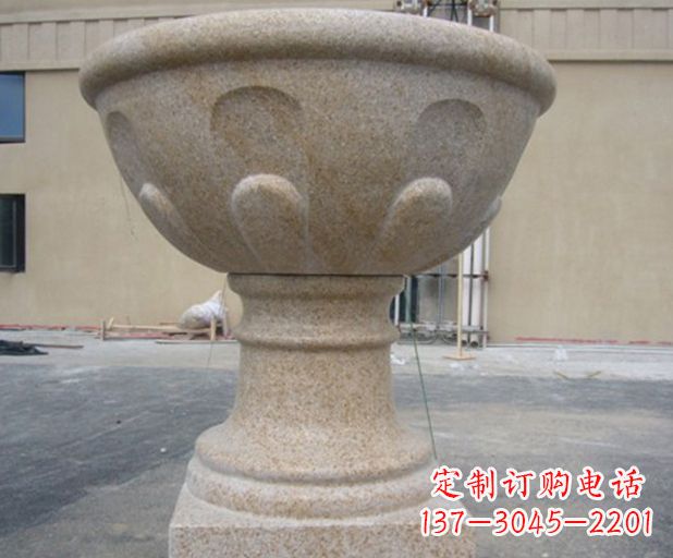 山东别墅景观大理石花盆石雕 (3)