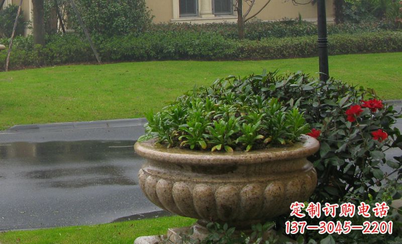 山东别墅景观大理石花盆石雕 (4)