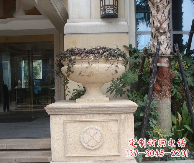 山东别墅景观大理石花盆石雕 (6)