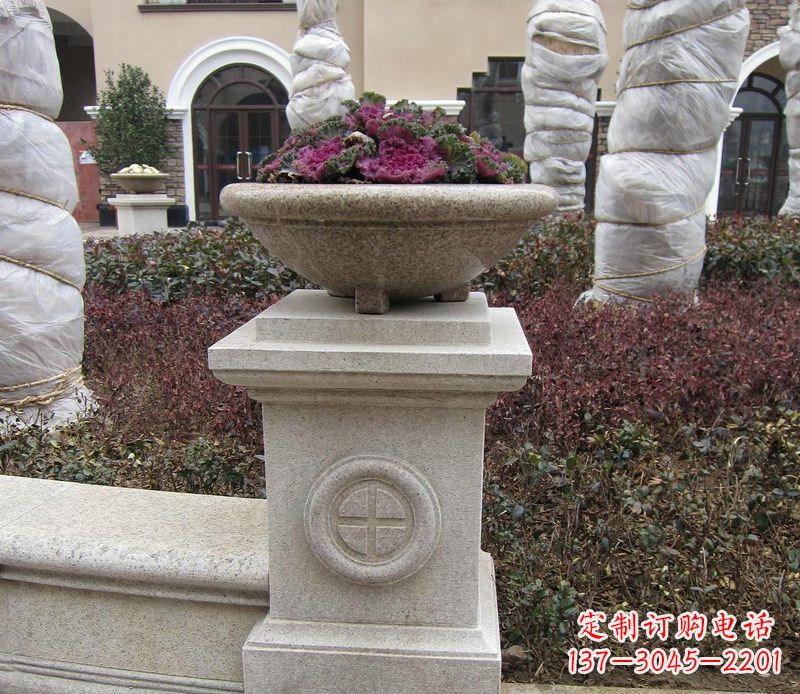 山东别墅景观大理石花盆石雕_2