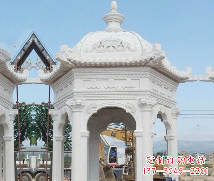 山东别墅景观欧式石雕凉亭