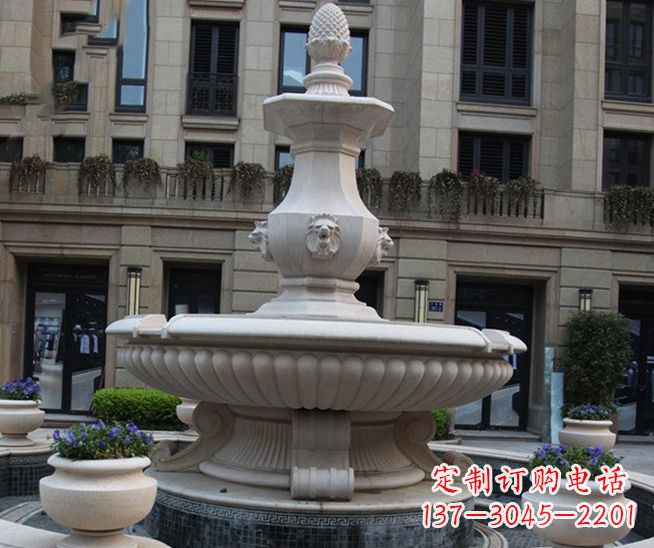 山东别墅景观石雕大理石喷泉