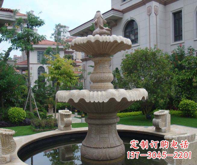 山东别墅景观石雕多层喷泉雕塑