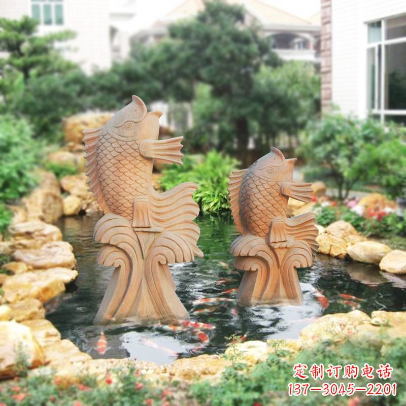 山东别墅庭院吉祥招财石雕鱼喷泉雕塑
