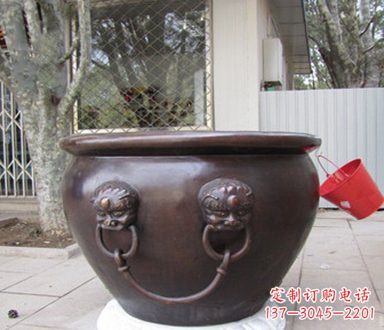 山东别墅招财水缸铜雕塑摆件 (2)