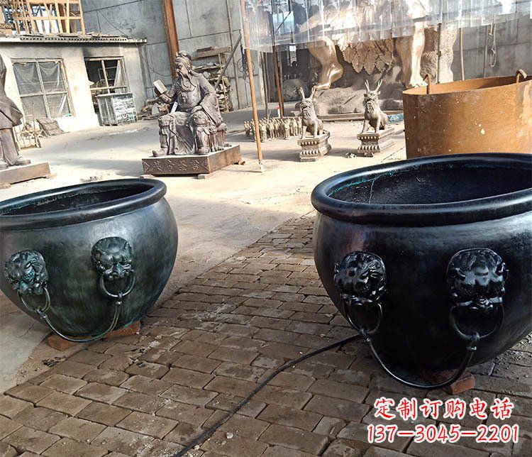 山东别墅招财水缸铜雕塑摆件 (3)