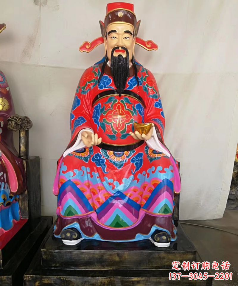 山东玻璃钢彩绘文财神神像雕塑