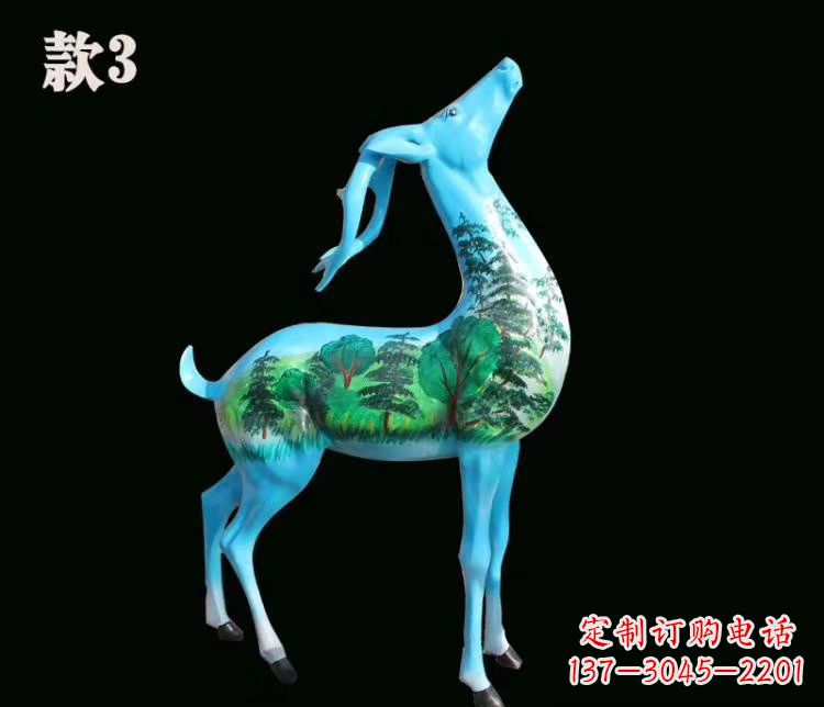 山东玻璃钢彩绘艺术小鹿雕塑精美的艺术品