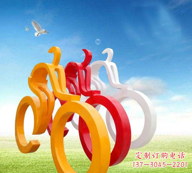 山东玻璃钢艺术自行车雕塑