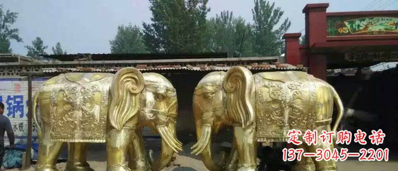 山东玻璃钢大象雕塑仿铜雕塑的精美之作