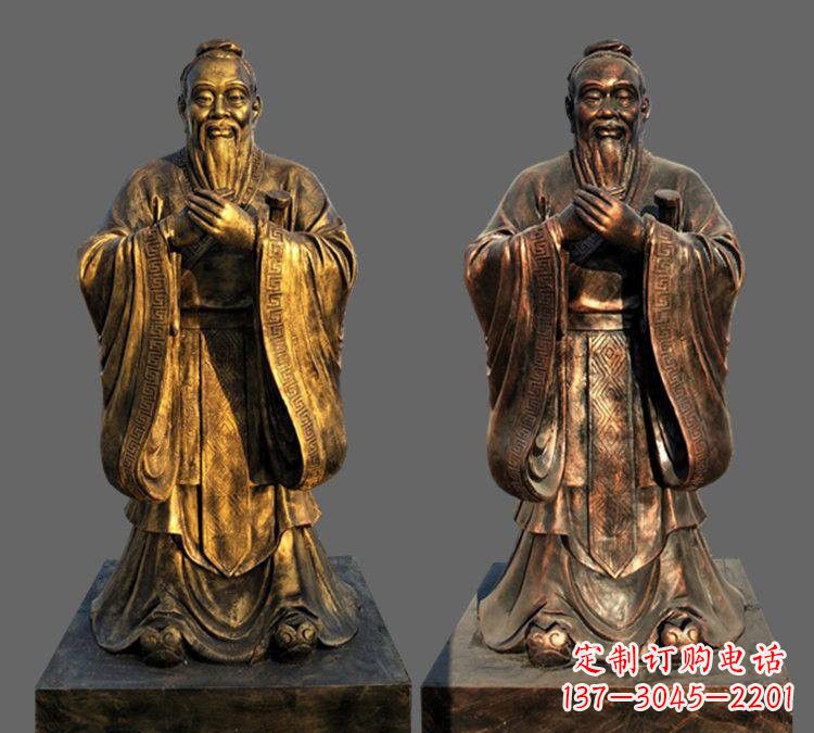 山东玻璃钢仿铜孔子雕塑——校园名人的荣耀