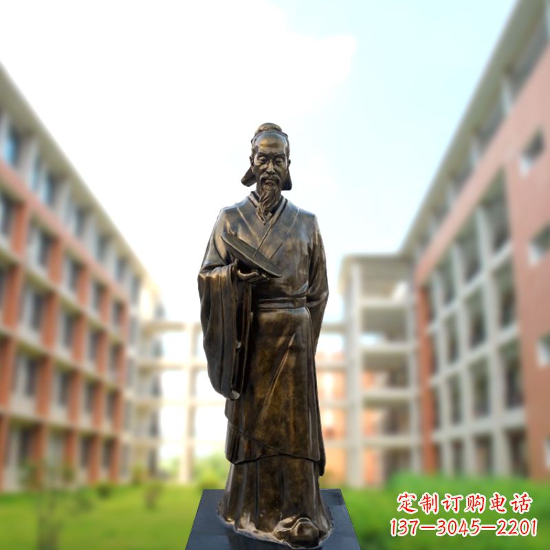 山东玻璃钢仿铜祖冲之雕塑-学校校园历史名人雕像