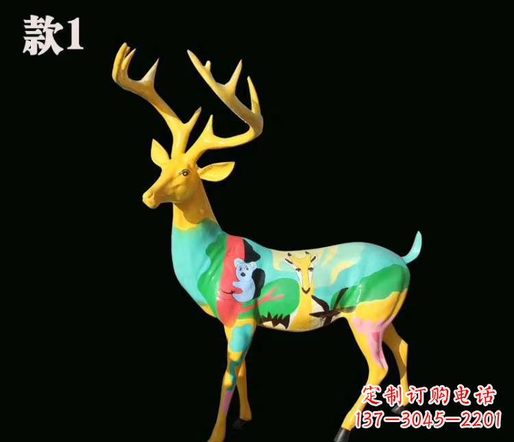 山东玻璃钢梅花鹿雕塑