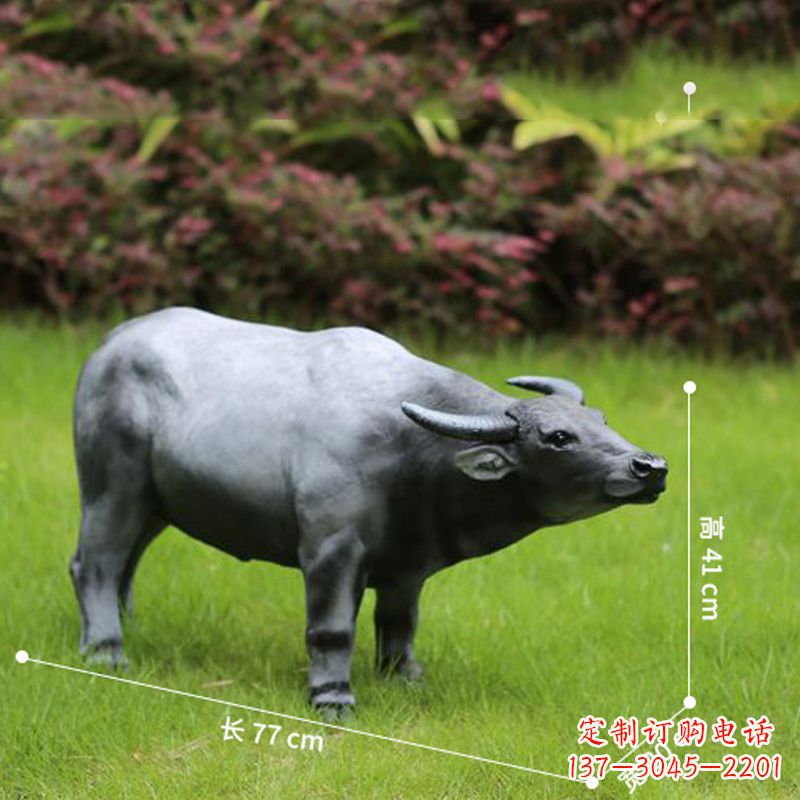 山东玻璃钢仿真水牛-公园草坪动物雕塑摆件