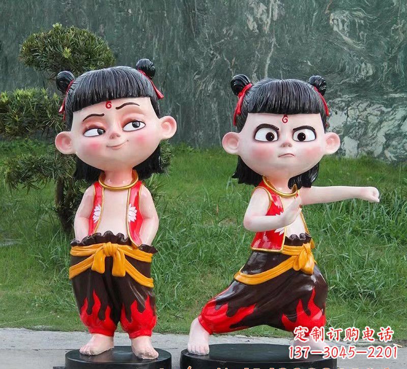 山东玻璃钢卡通哪吒人物雕塑