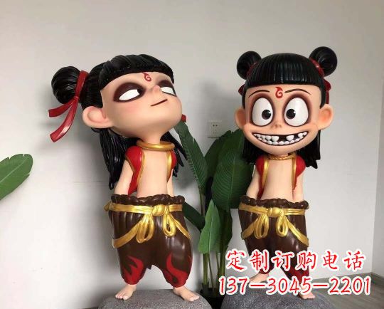山东玻璃钢卡通哪吒雕塑
