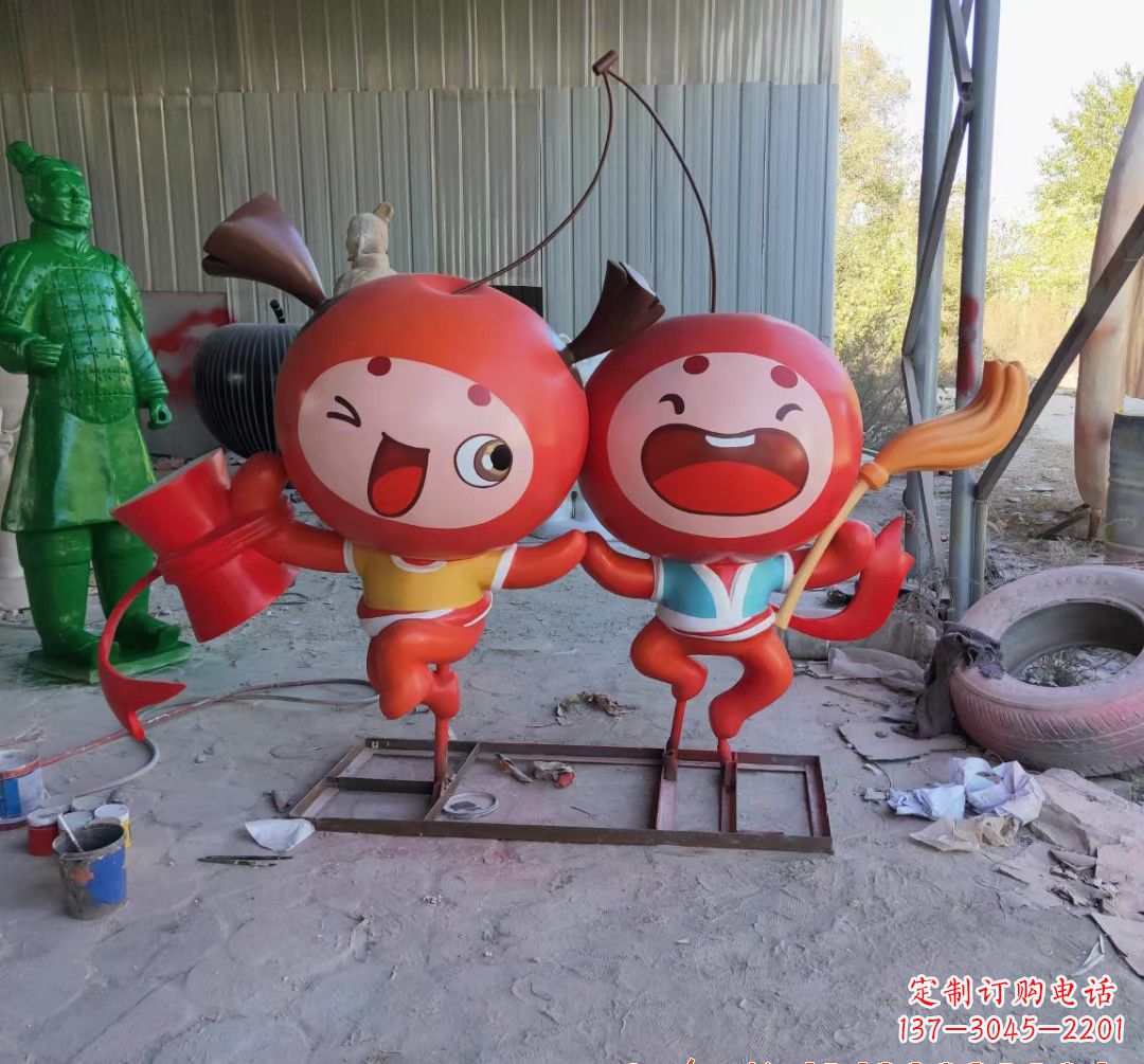 山东玻璃钢卡通苹果雕塑