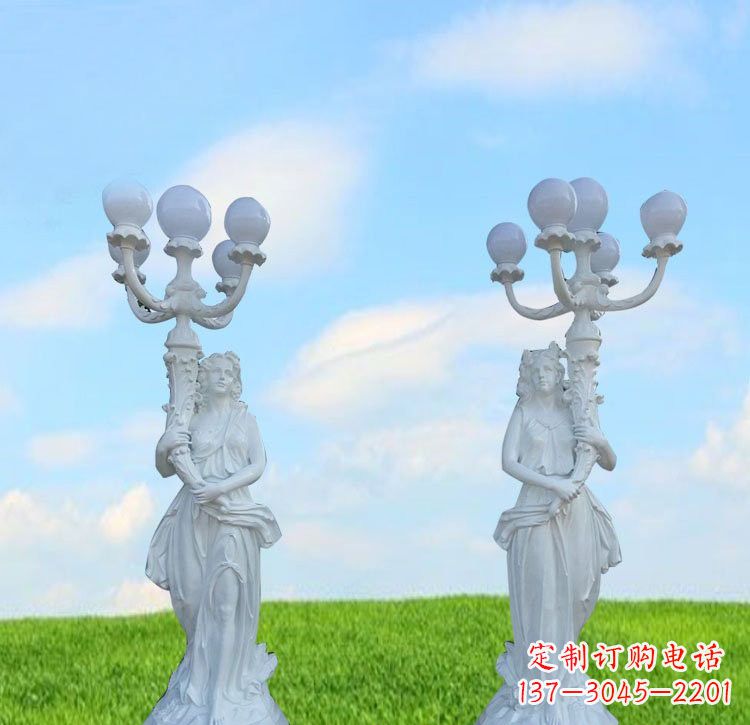 山东玻璃钢西方美女路灯