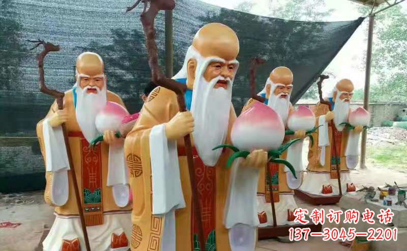 山东玻璃钢宗教庙宇神像彩绘老寿星雕塑