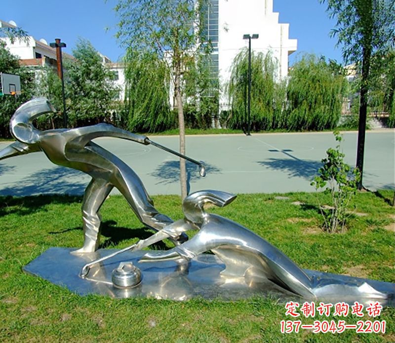 山东不锈钢冰壶雕塑 (2)
