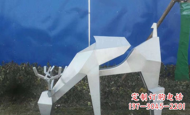 山东不锈钢不规则梅花鹿公园景观雕塑
