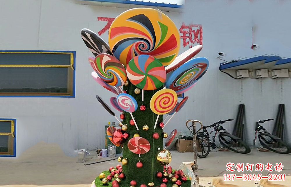 山东不锈钢彩色棒棒糖雕塑艺术与景观的完美结合