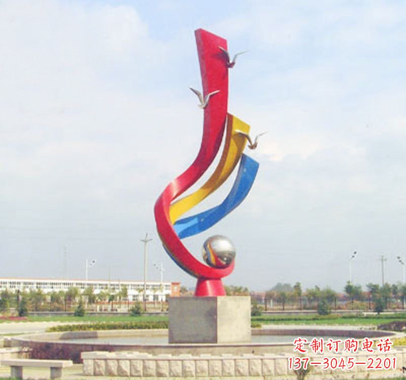 山东不锈钢彩色海鸥海浪雕塑——美丽传承
