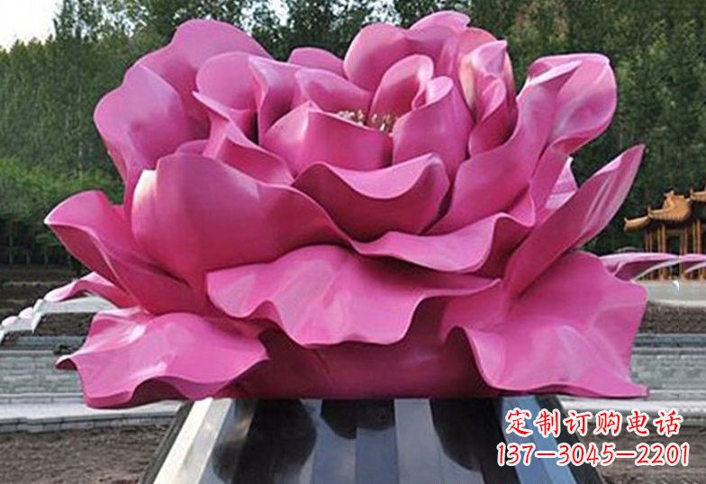 山东不锈钢彩色牡丹花雕塑美丽的艺术品