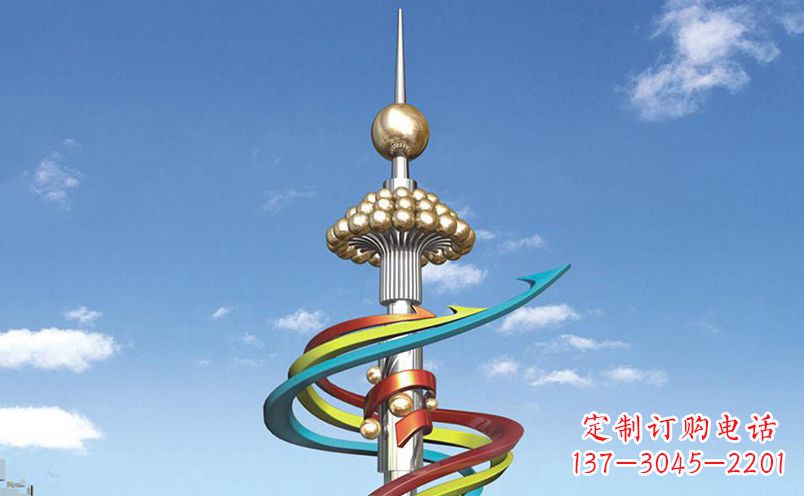 山东不锈钢彩色飘带广场景观雕塑