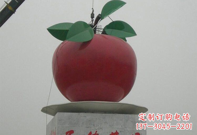 山东不锈钢城市大型苹果雕塑象征着城市繁荣