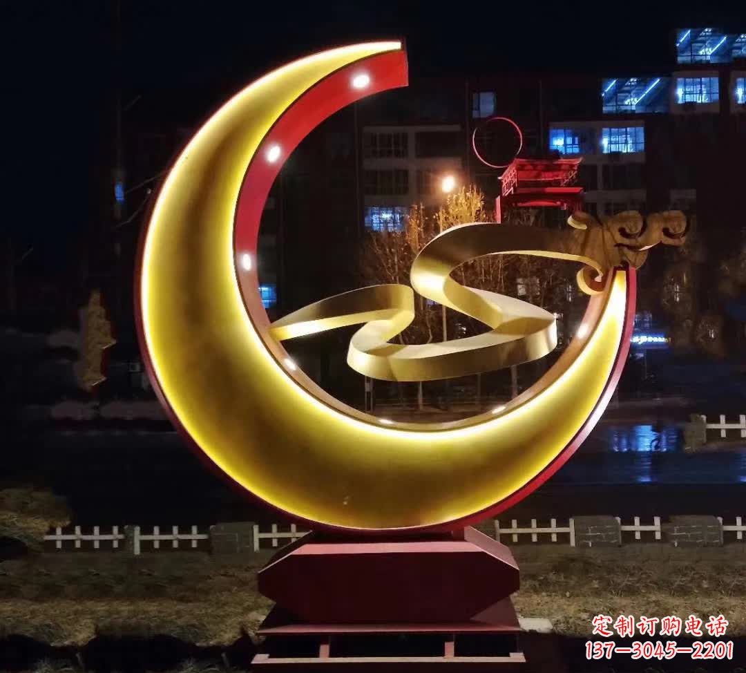 山东不锈钢城市月亮雕塑1