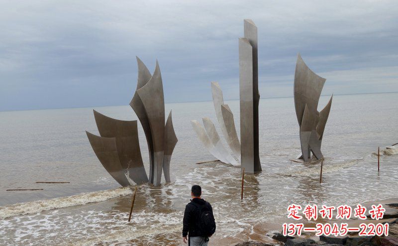 山东不锈钢抽象船帆海边景观雕塑