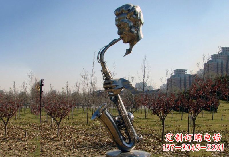 山东不锈钢抽象吹萨克斯人物雕塑