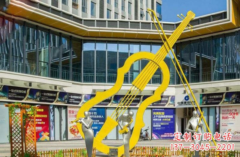 山东不锈钢大提琴雕塑美的融合