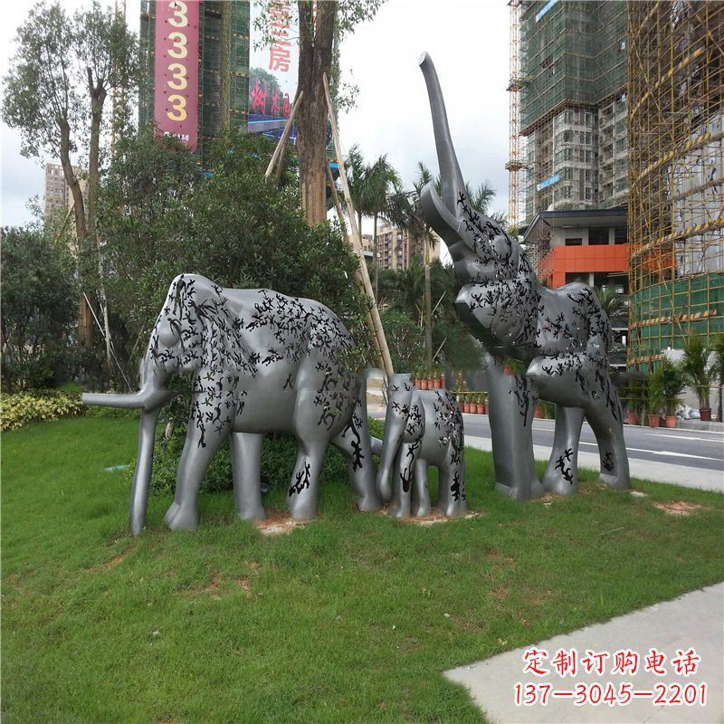 山东不锈钢大象雕塑小区园林的精美装饰