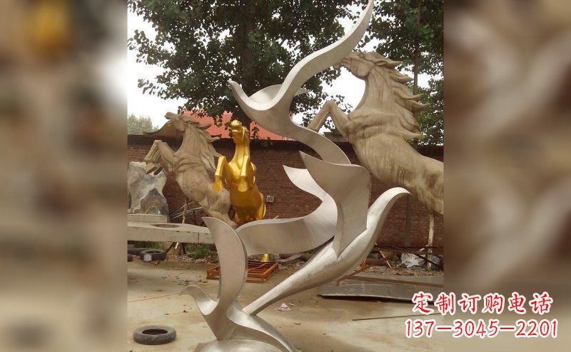山东不锈钢抽象大雁鸽子雕塑 (2)