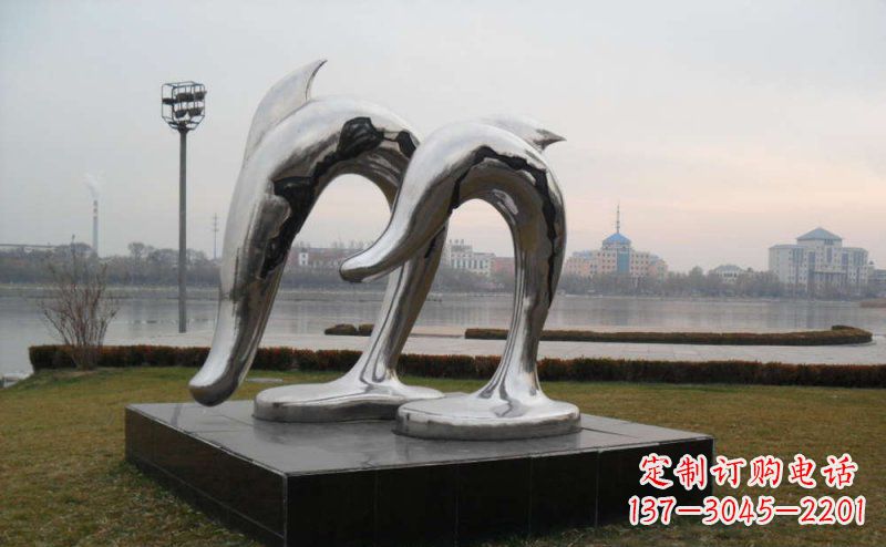 山东不锈钢抽象海豚动物雕塑
