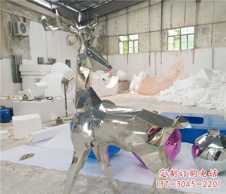 山东不锈钢梅花鹿雕塑